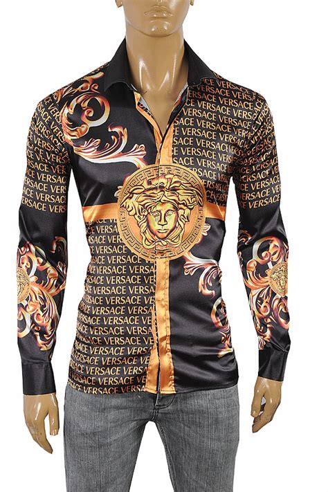 black versace mens shirt|versace shirt black and gold.